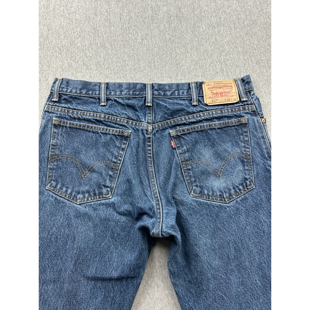 Levi's 517 Jeans Men's 38x32 Bootcut Dark Wash 100% Cotton Denim Pants - Picture 15 of 16